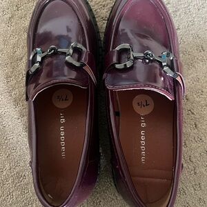 Madden Girl Burgundy Loafers with Buckle Detail